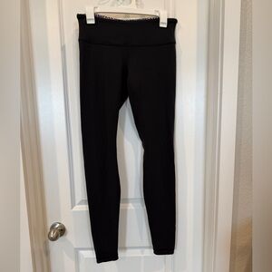 Lululemon Wunder Under Pant Mid Rise Black/Purple Leggings- Reversible